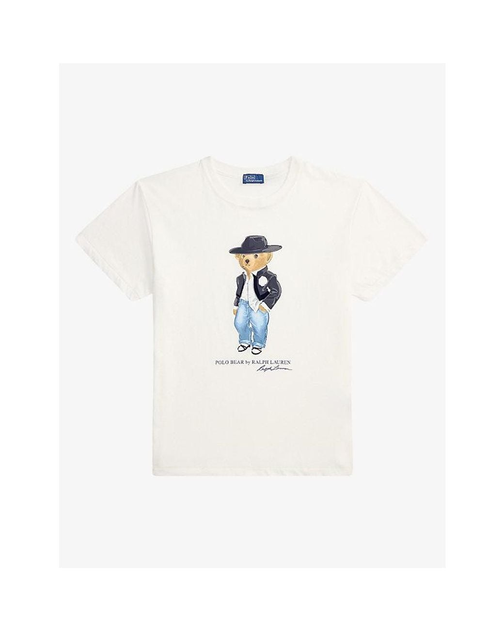 Polo Ralph Lauren White Holiday Polo Bear Short-Sleeve Cotton T-Shirt