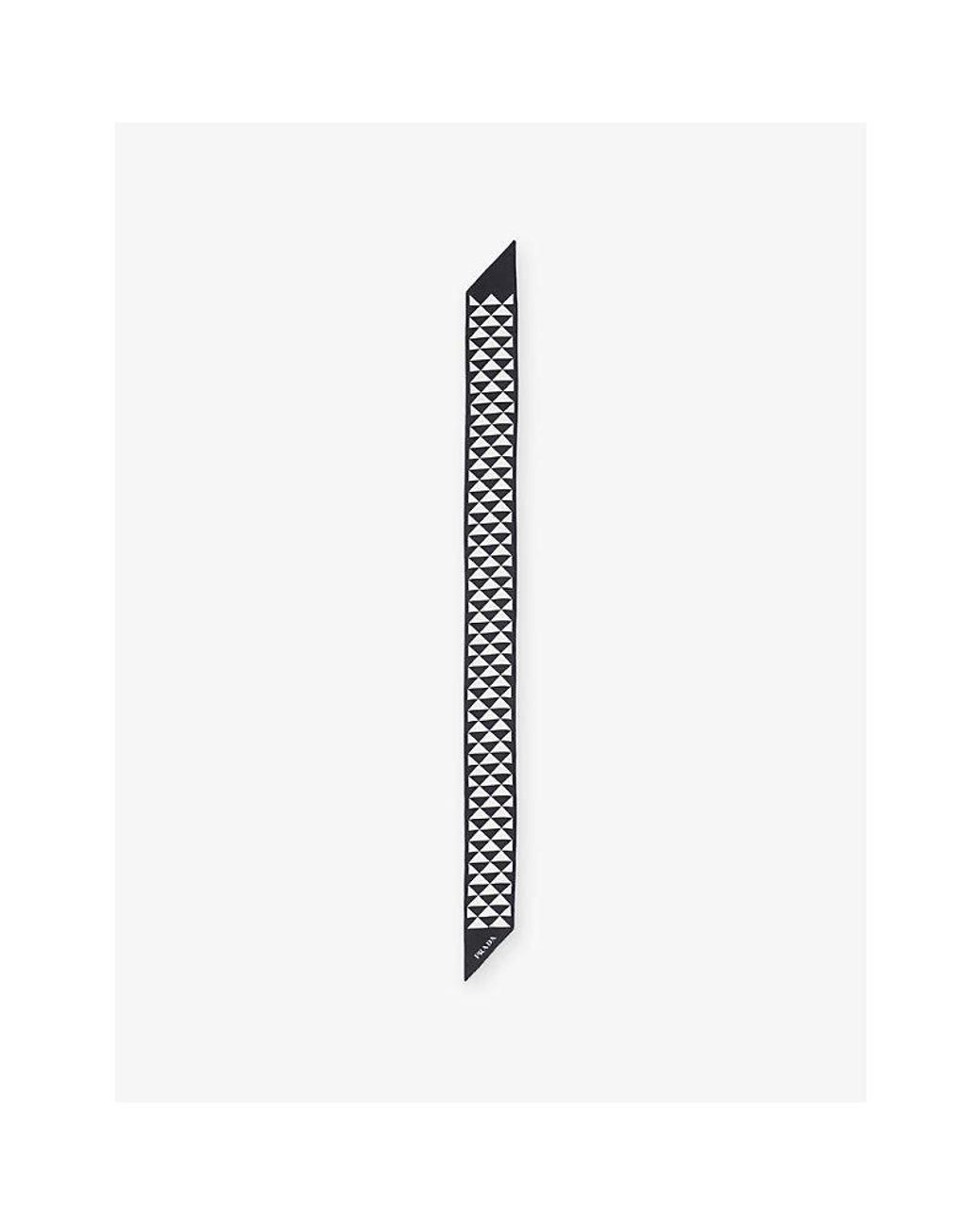 Prada White Printed Silk Tie for men