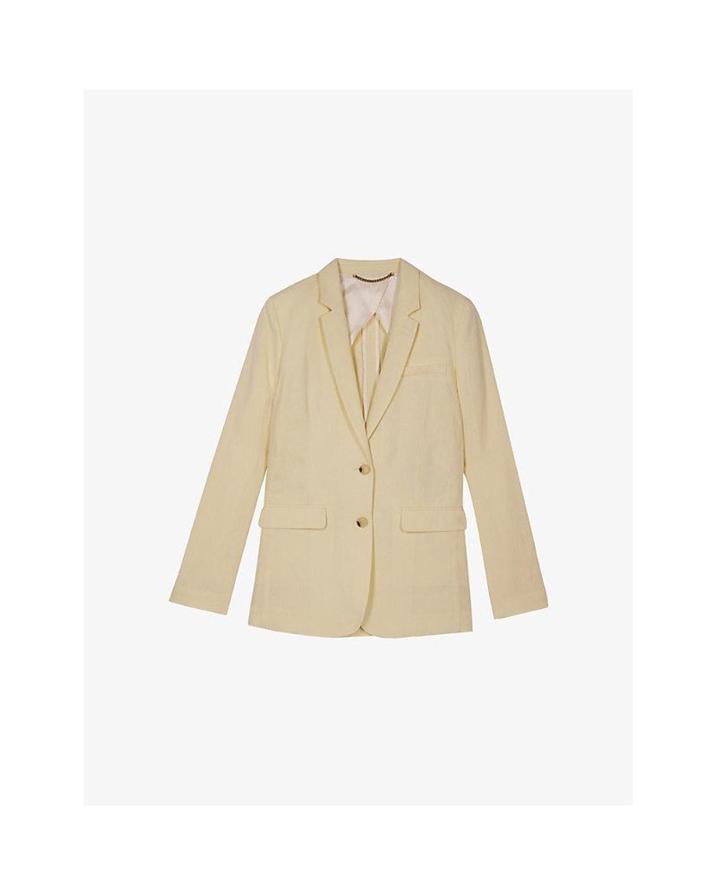 The Kooples Natural Notch-Lapel Regular-Fit Linen Blazer