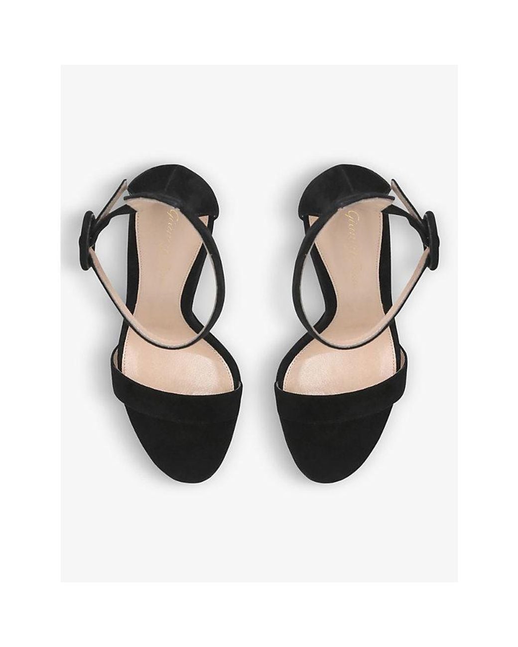 Gianvito Rossi Black Portofino Open-Toe Suede Heeled Sandals