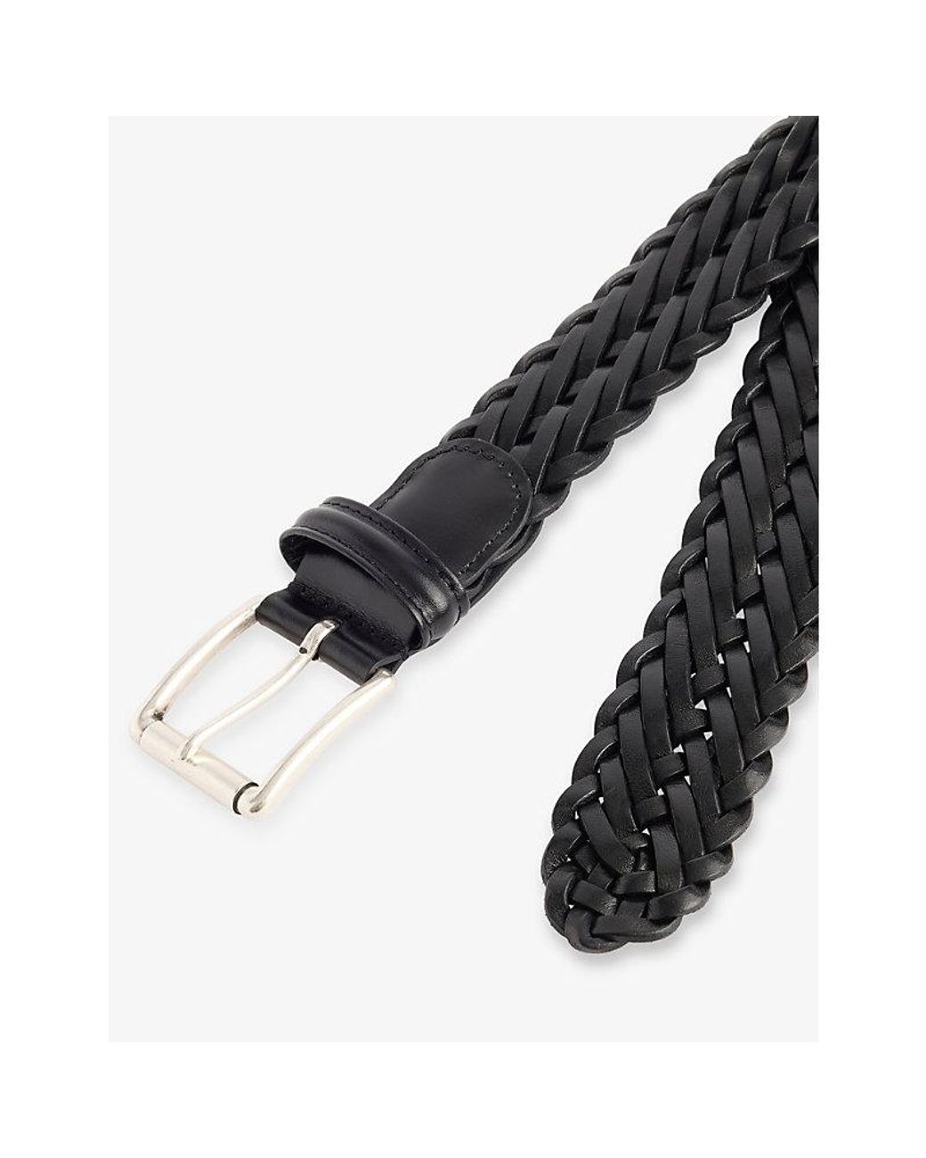Andersons Black Woven Leather Belt for men