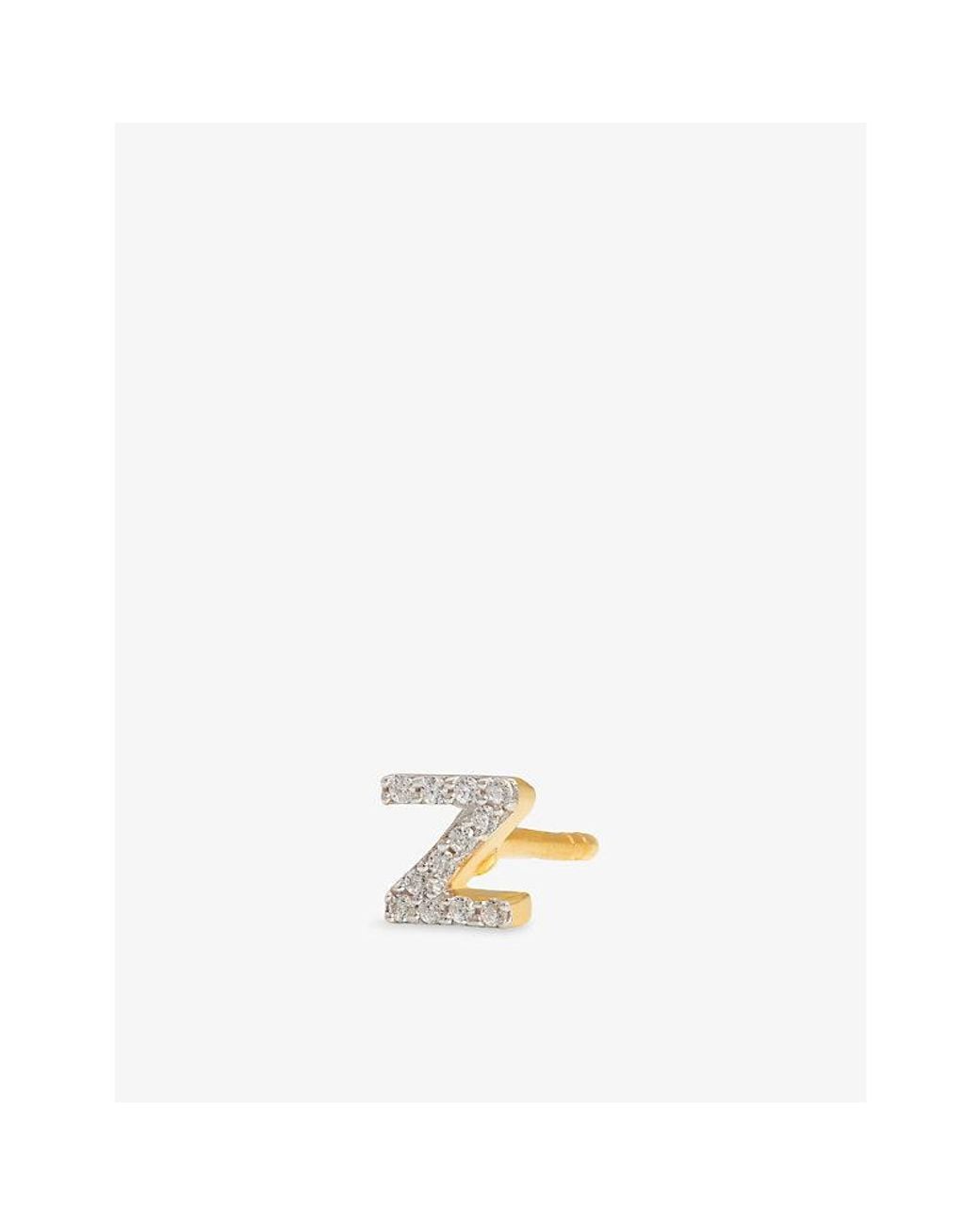 Missoma Metallic Initial Z Pave Initial 18Ct Vermeil And Cubic Zirconia Single Stud Earring