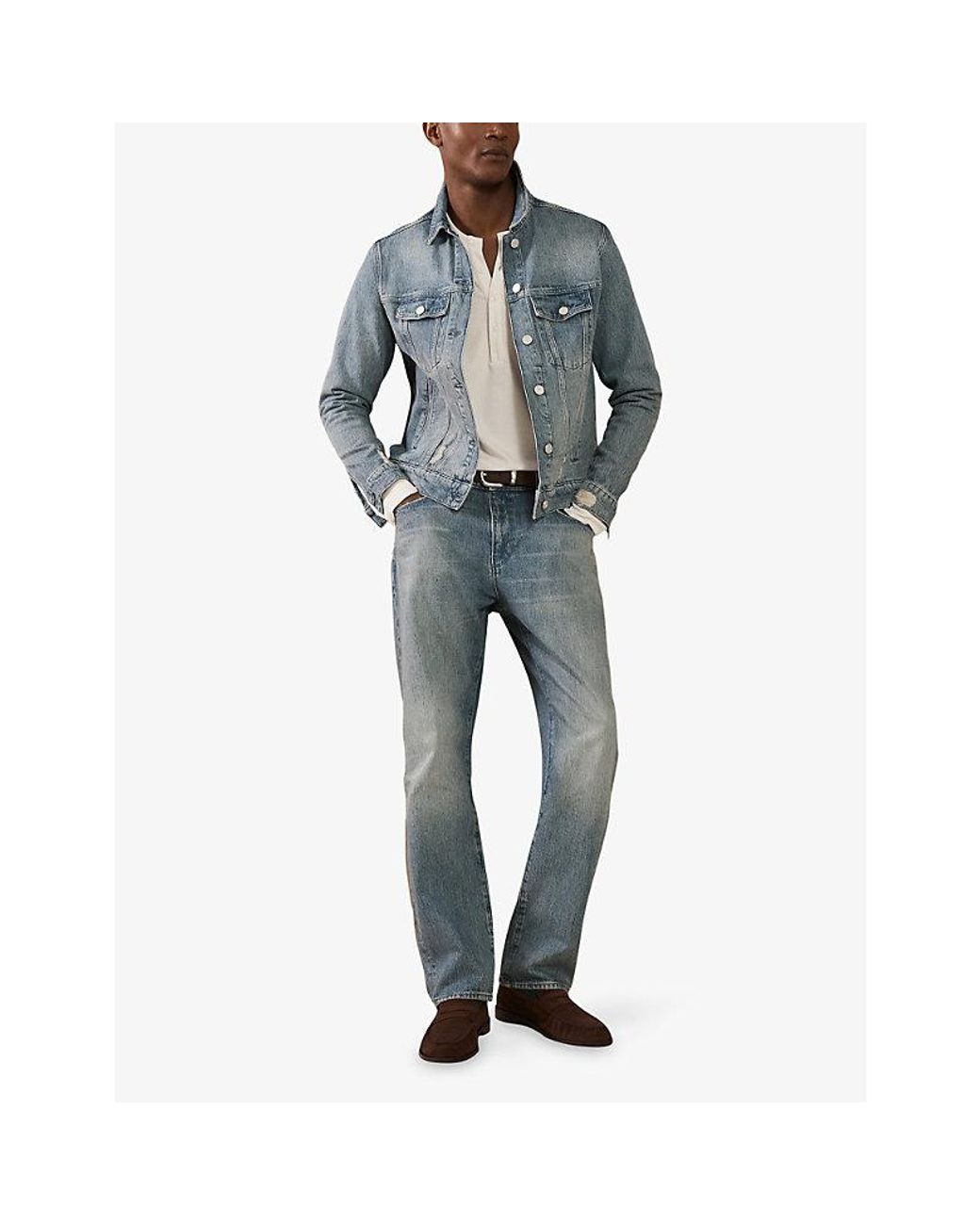 Reiss Blue Keith Relaxed-Fit Stretch-Denim Jeans for men