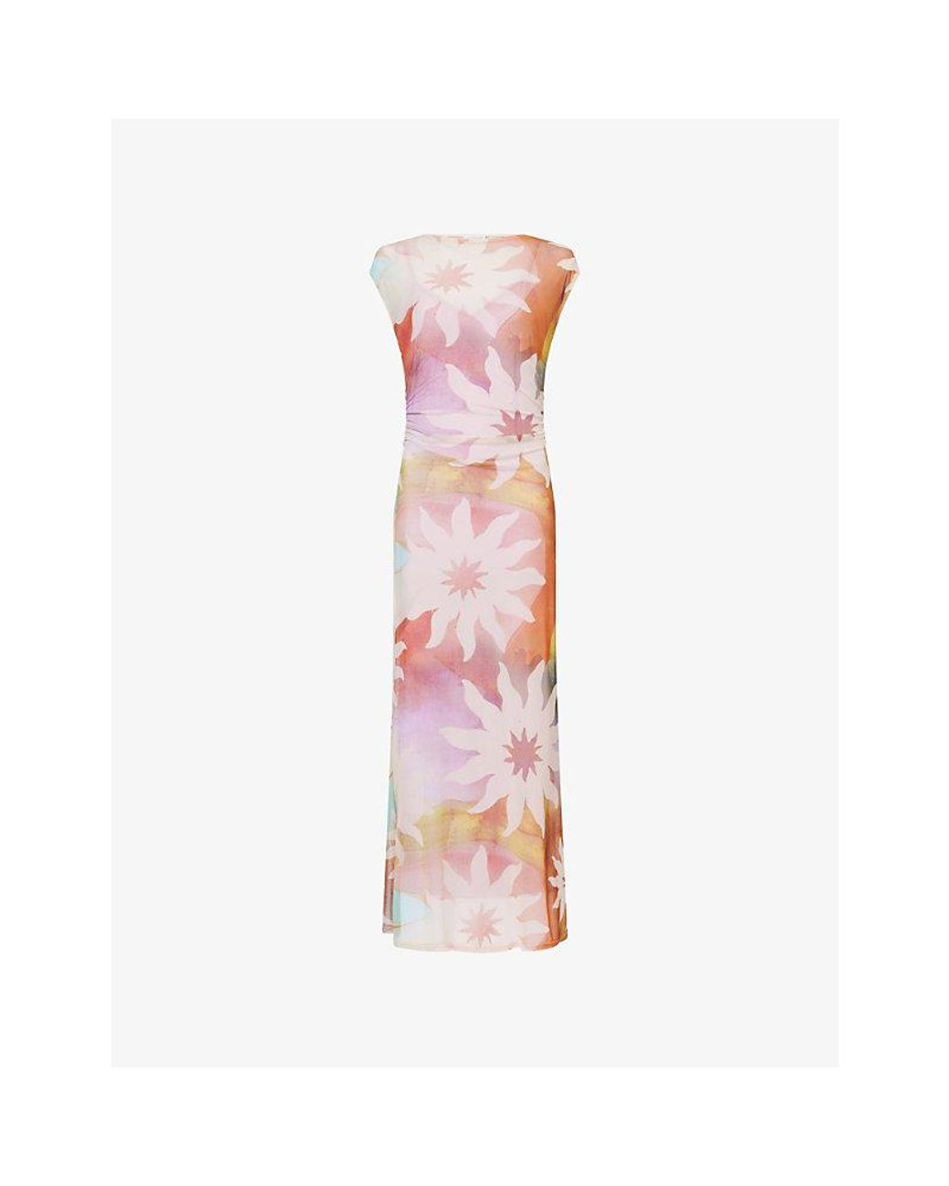Never Fully Dressed Pink Soleil Luna Printed Mesh Maxi Dress