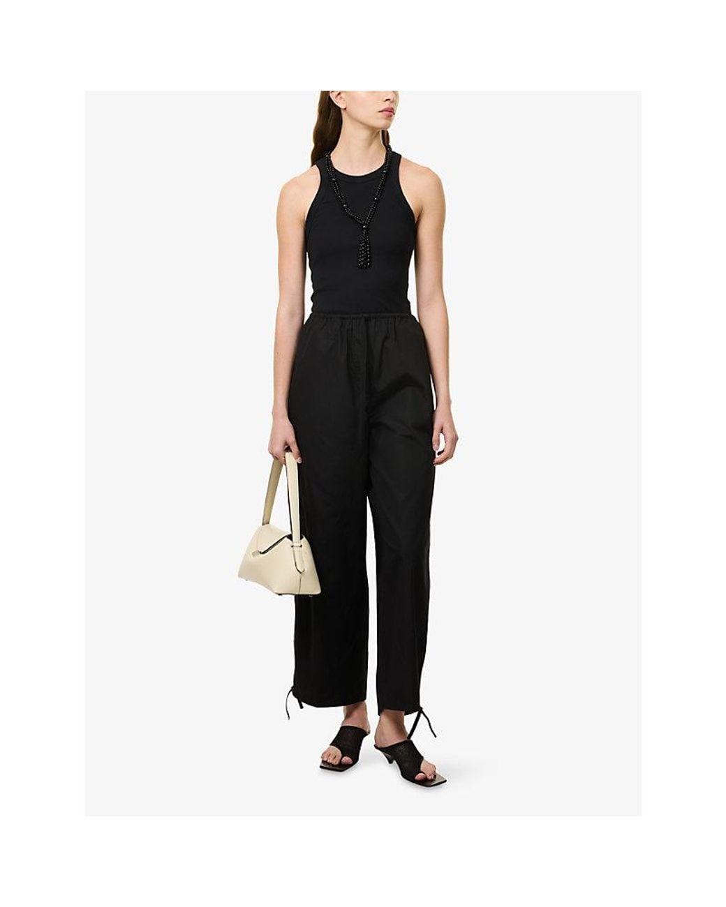 Totême Black Drawstring Cotton Trousers