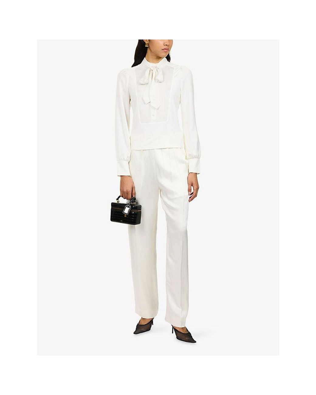 ME+EM White Stand-Collar Long-Sleeve Jersey Top