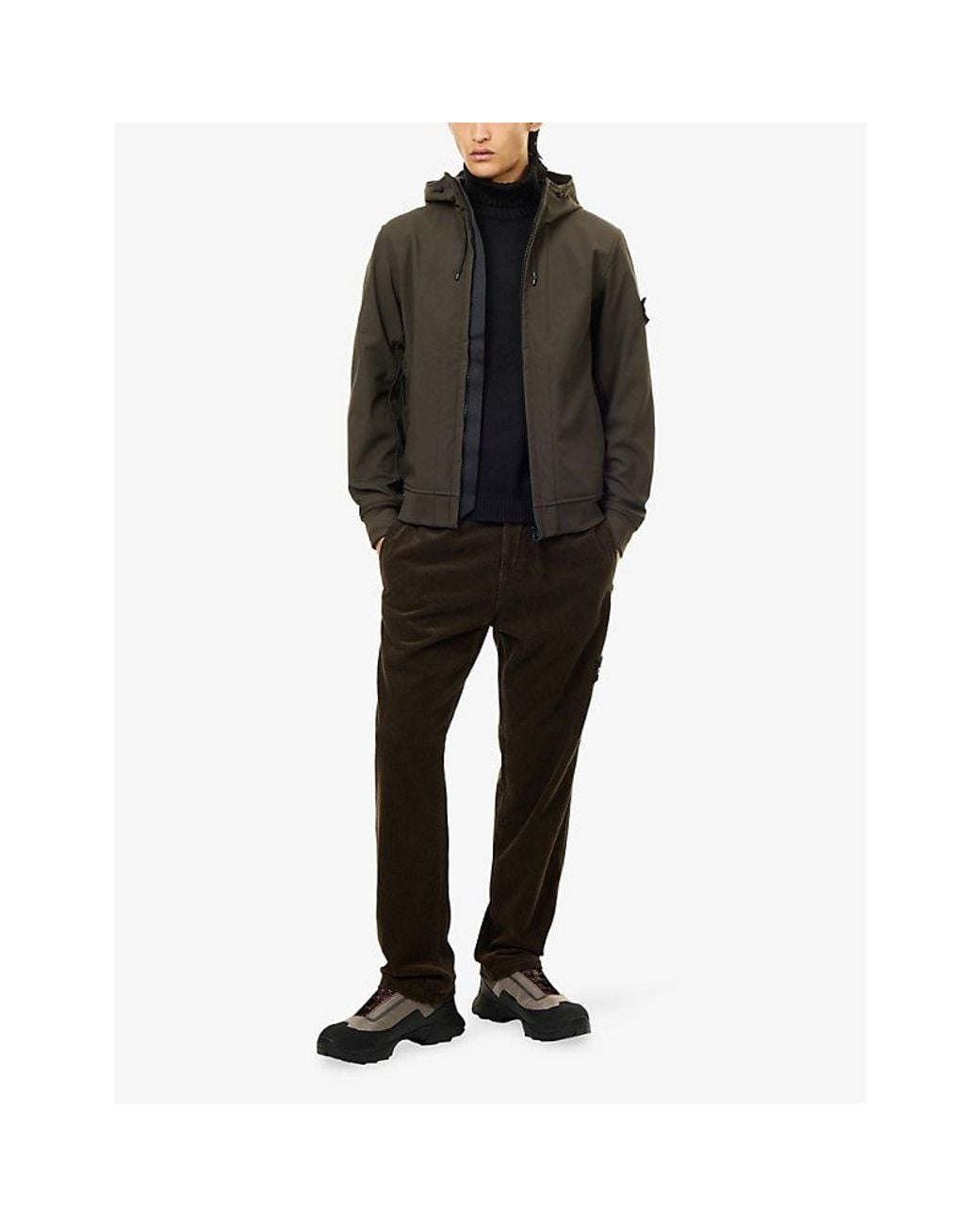 Stone Island Green Garment Soft Shell Hood Jacket for men