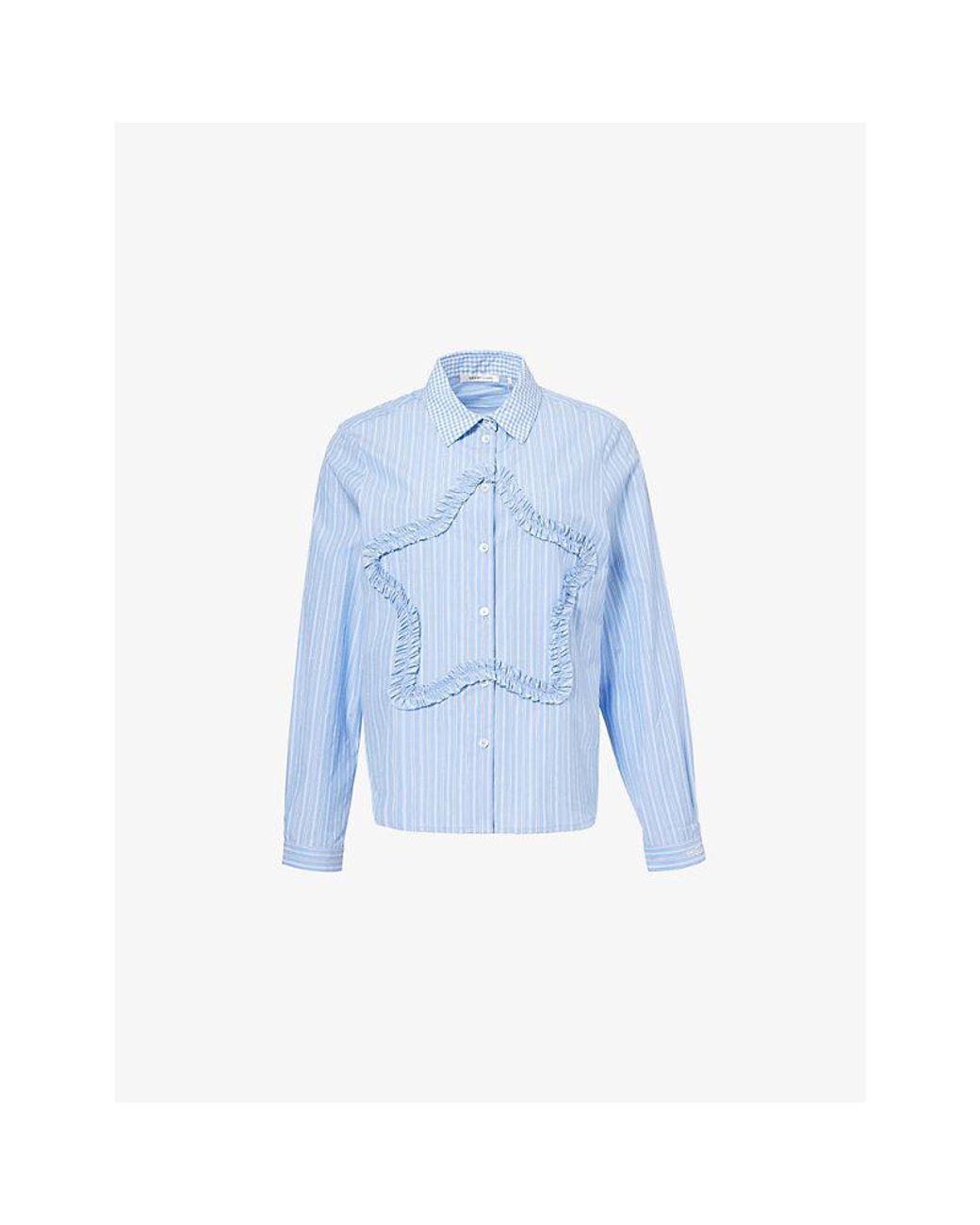 sandy liang シャツ　星　SIRIUS SHIRT ストライプ　青 Sandy Liang Sirius Shirt - Light Blue Stripe | Garmentory