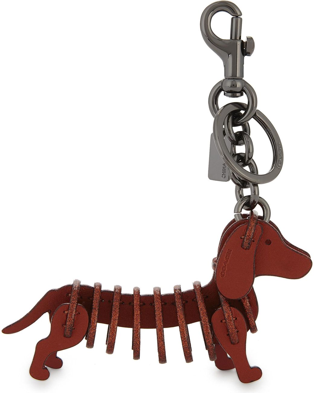 COACH Dark Red Sausage Dog Leather Bag Charm