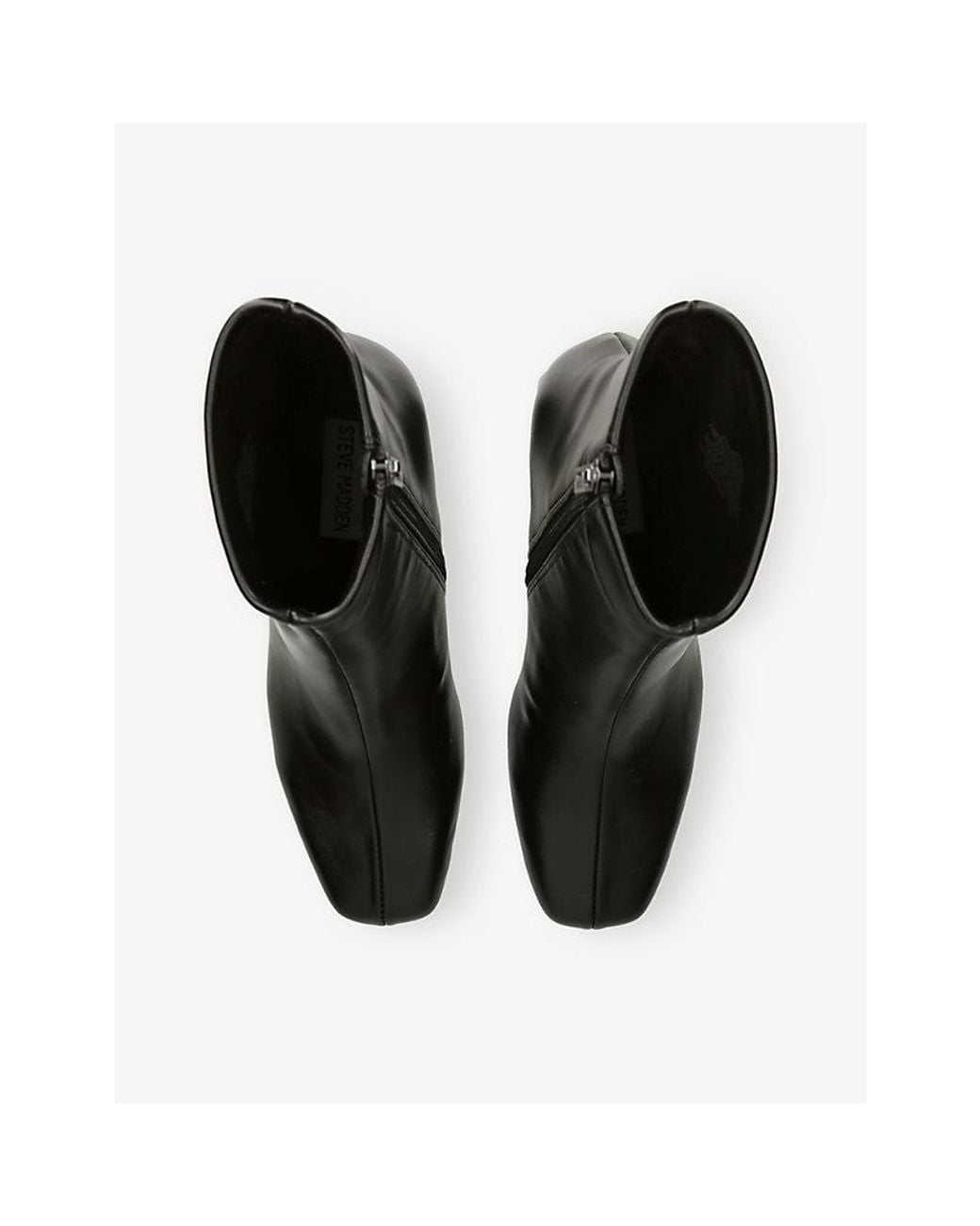 Steve Madden Black Hurst Faux-Leather Heeled Boots