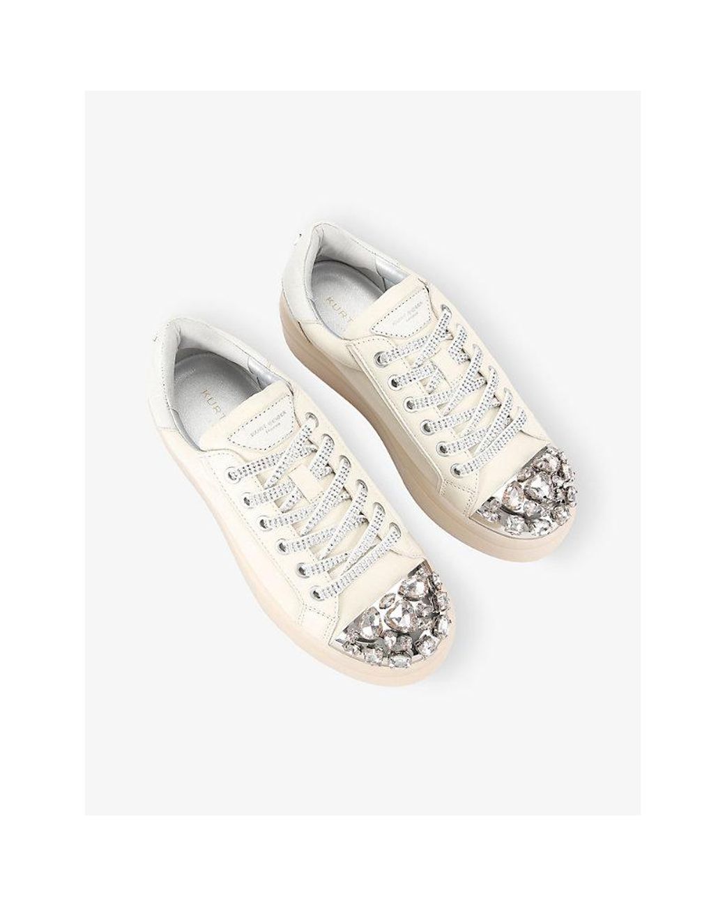 Kurt Geiger Natural Crystal Toecap Leather Trainers