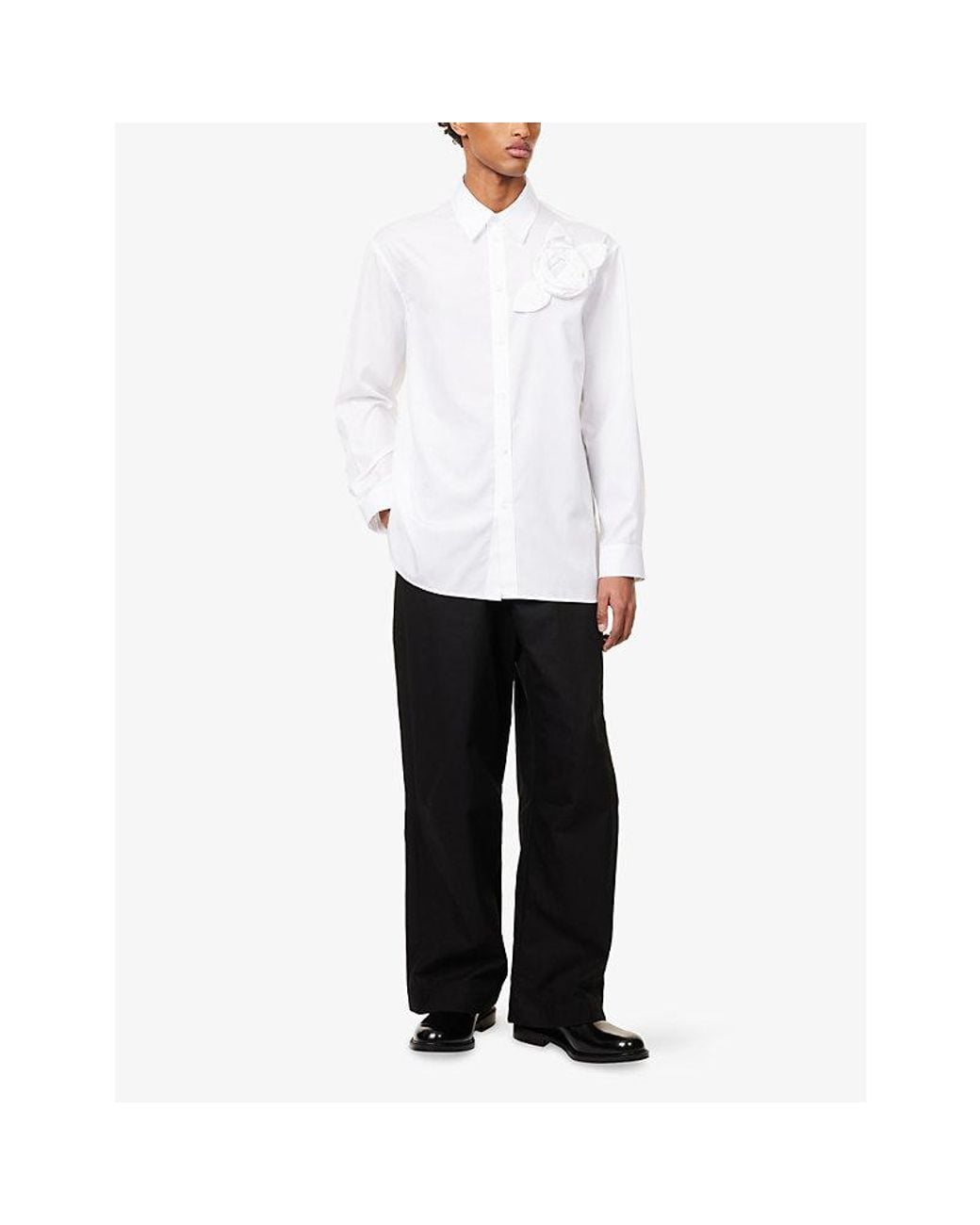 Simone Rocha White Pressed Rosette Cotton Shirt for men