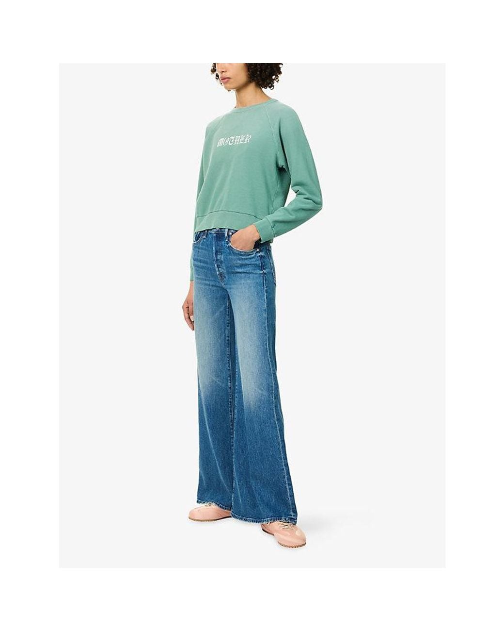 Mother Blue The Tomcat Wide-Leg Denim Jeans