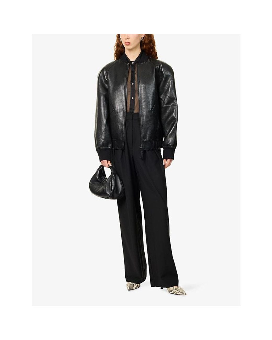 Frankie Shop Black Ripley Wide-Leg Wool-Blend Trousers