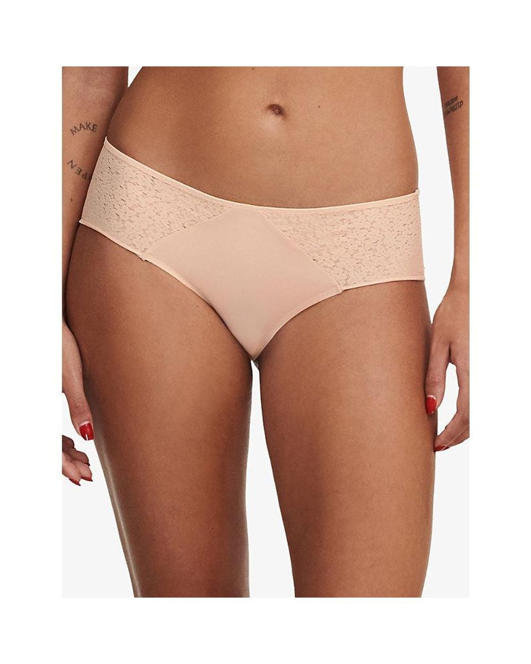 Chantelle White Norah Floral-embroidered Stretch-lace Brief