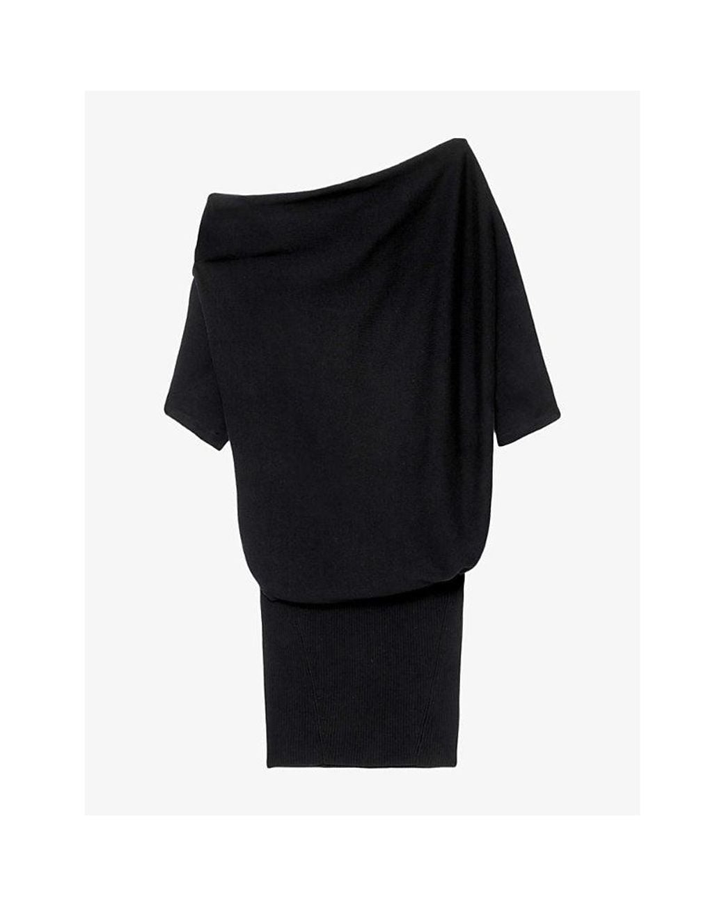 AllSaints Black Ellie Asymmetric Cotton-Knit Mini Dress