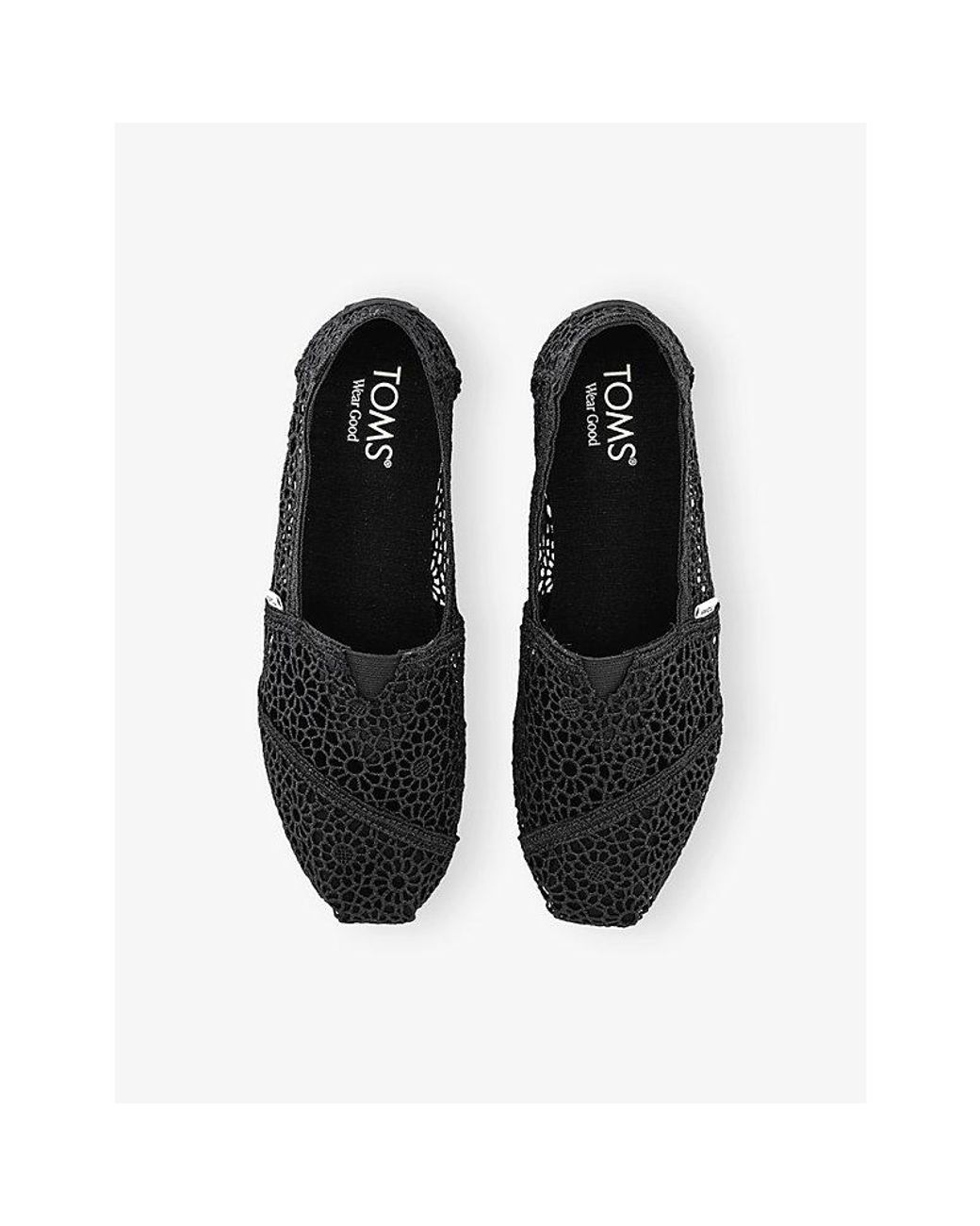 TOMS Black Embroidered Woven Espadrilles