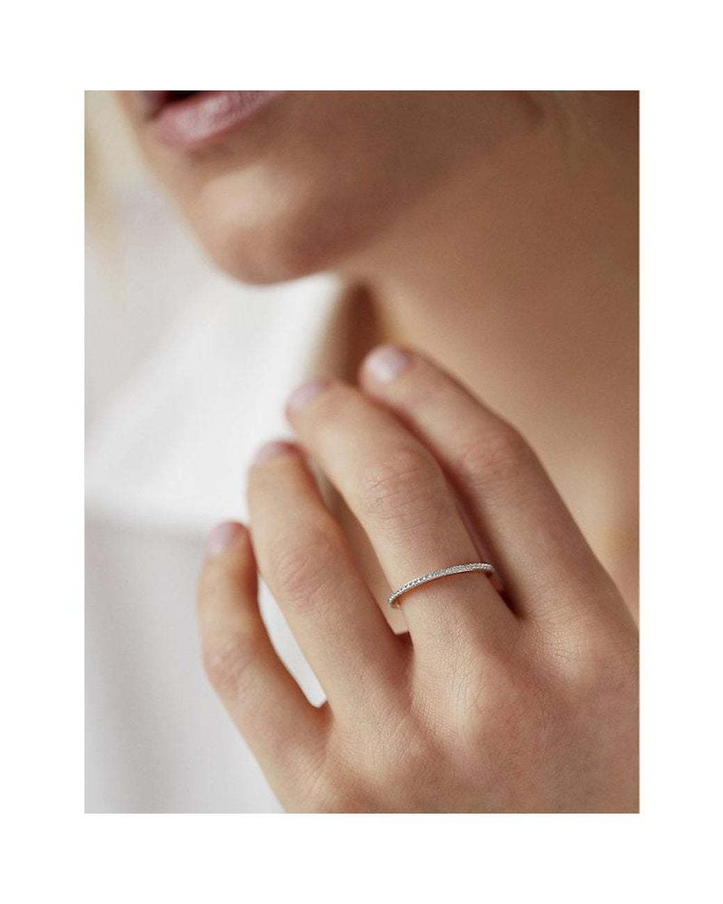 Monica Vinader White Eternity 18Ct- Vermeil Sterling And 0.12Ct Diamond Ring