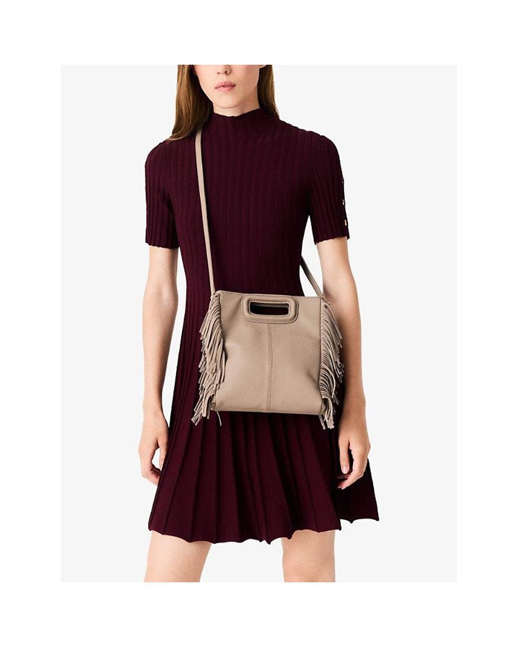 Maje Natural M Grained-Leather Cross-Body Bag