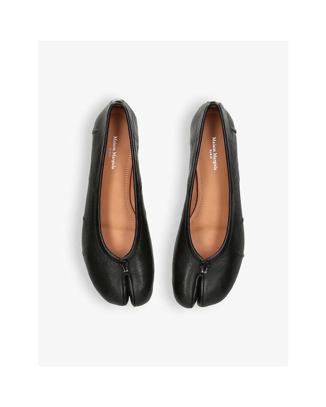 Maison Margiela Black Tabi Split-Toe Leather Ballet Flats