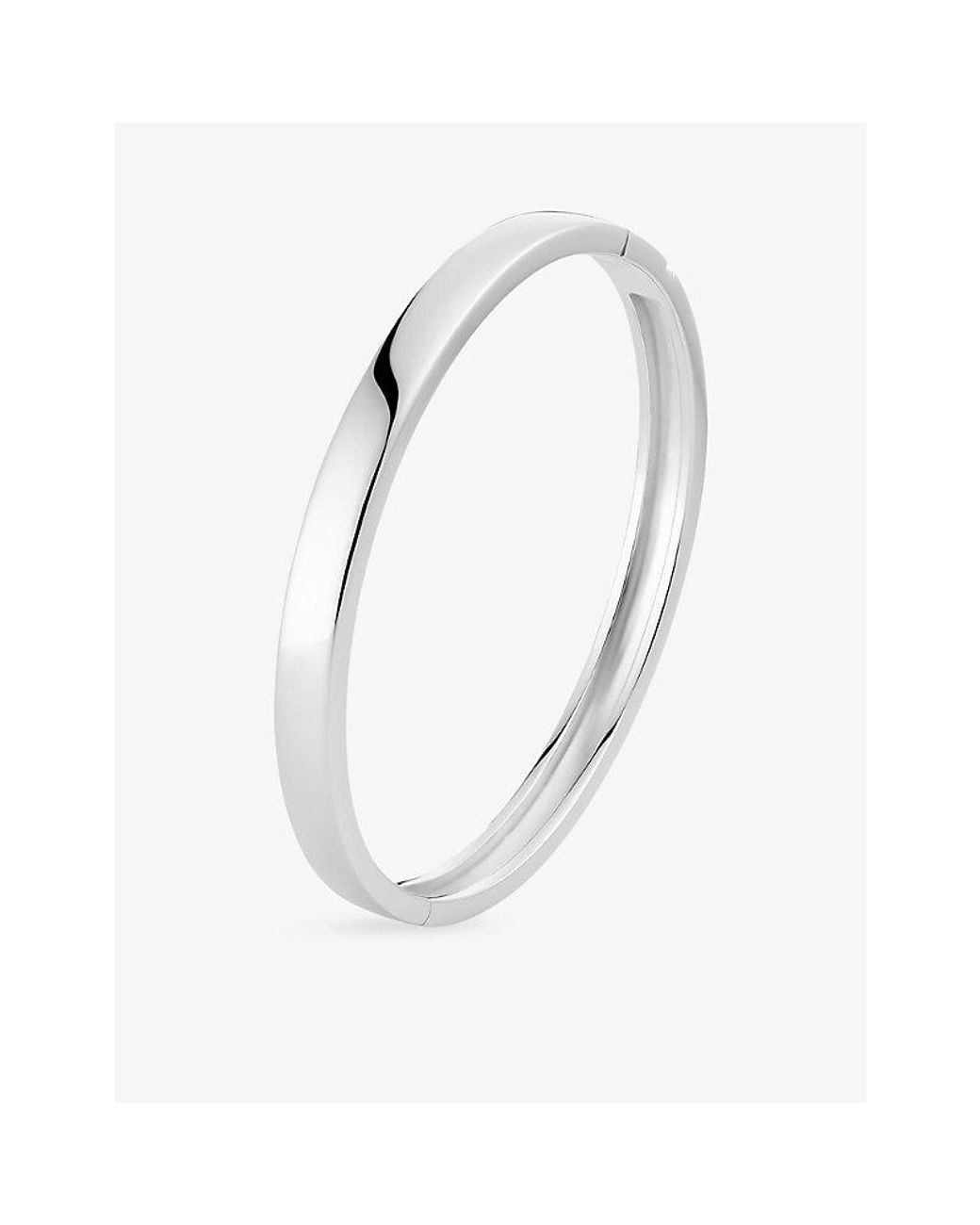 Sif Jakobs White Como Rhodium-Plated Sterling Bangle