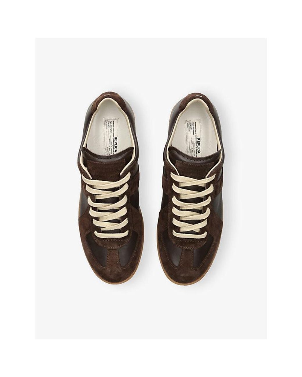 Maison Margiela Brown Leather-Suede Replica Sneakers for men