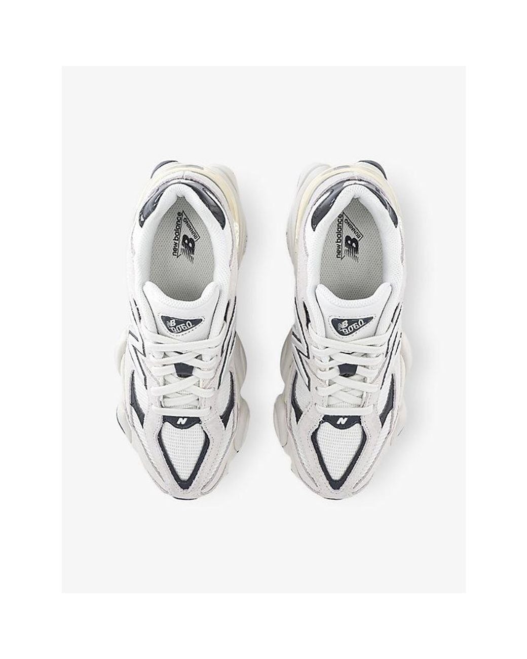 New Balance White 9060 Suede And Mesh Trainers