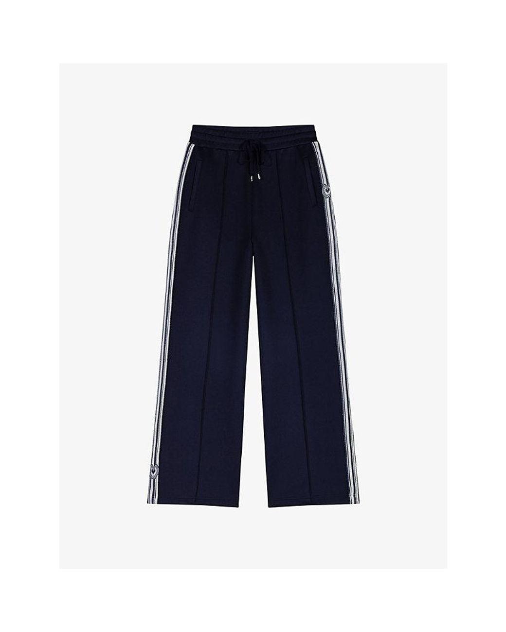 Maje Blue Drawstring Side-Stripe Stretch-Jersey Trousers