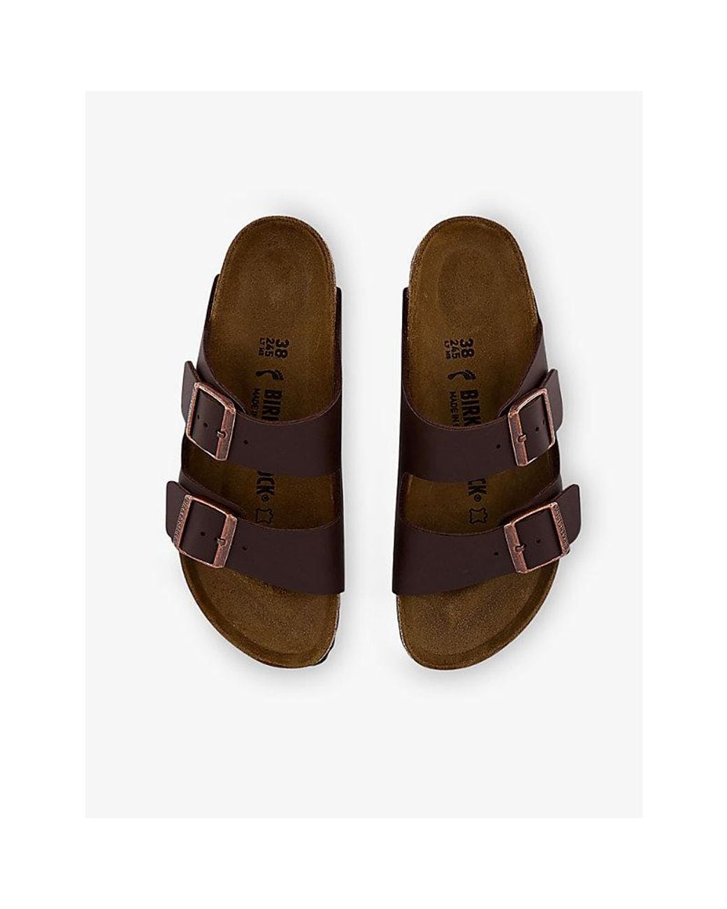 Birkenstock Brown Arizona Two-Strap Faux-Leather Sandals