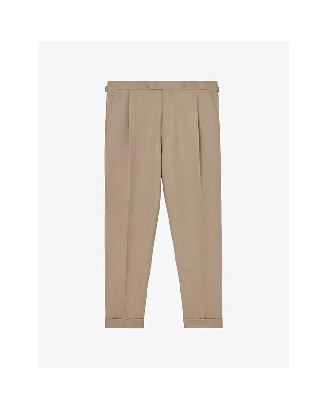 Reiss Natural Com Tapered-Leg Cotton-Blend Trousers for men