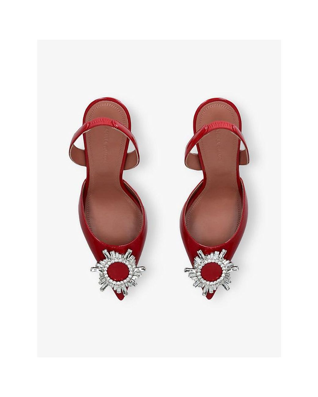 AMINA MUADDI Red Begum 95 Patent-Leather Slingbacks