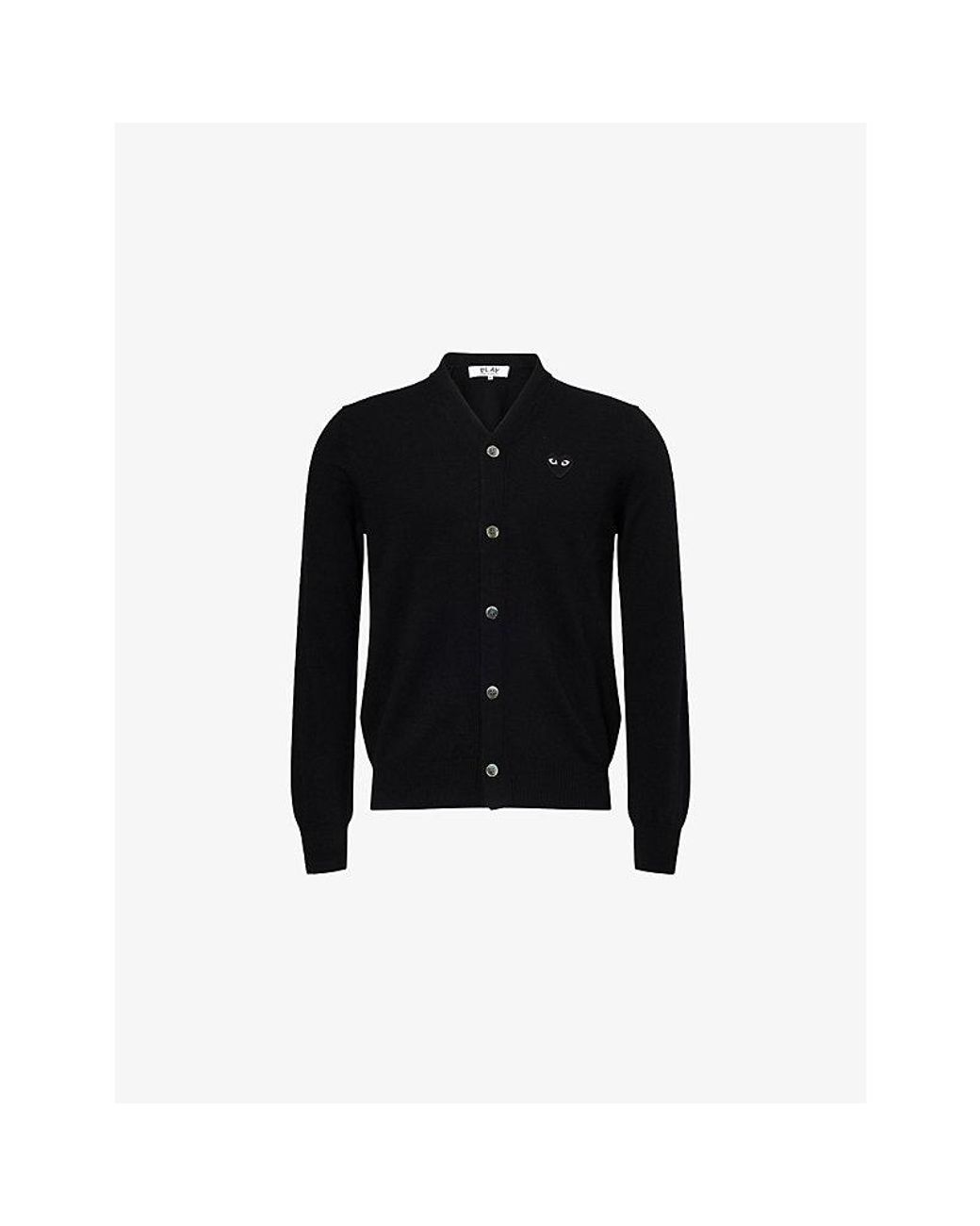 COMME DES GARÇONS PLAY Black V-Neck Heart Wool Knit Cardigan for men