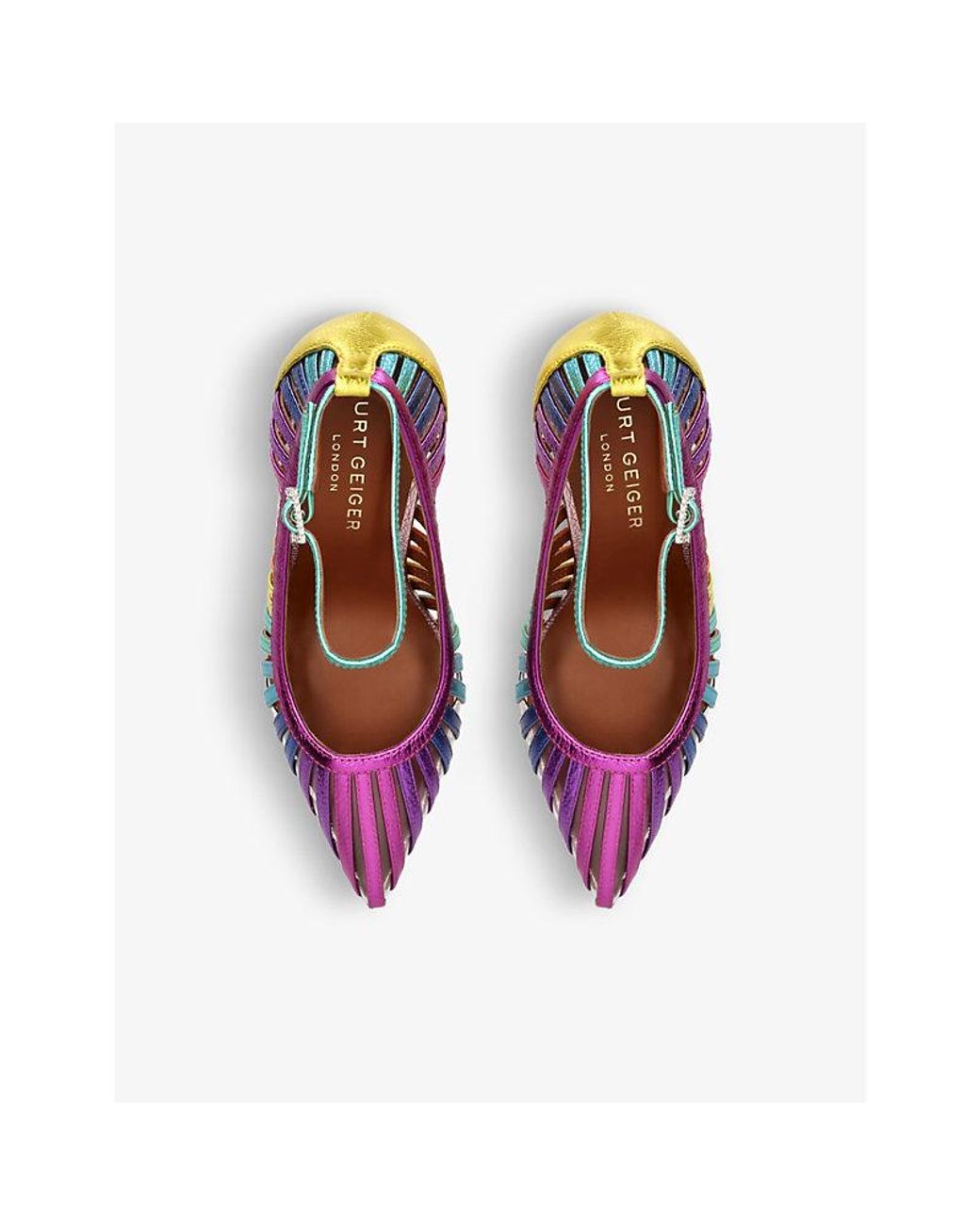 Kurt Geiger Pierra Rainbow print Leather Courts in White Lyst