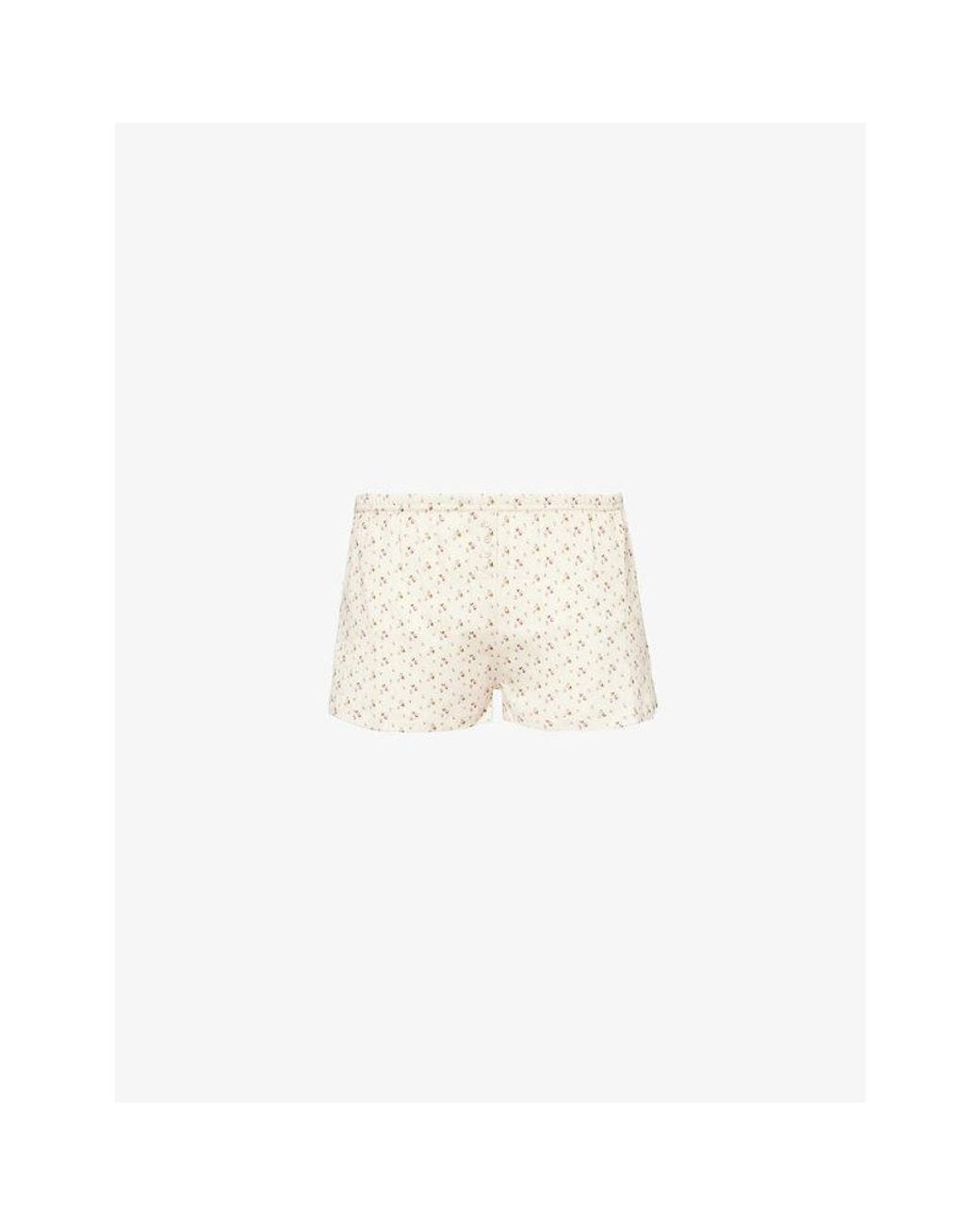 Cou Cou Intimates White Pointelle-Pattern Mid-Rise Cotton Shorts