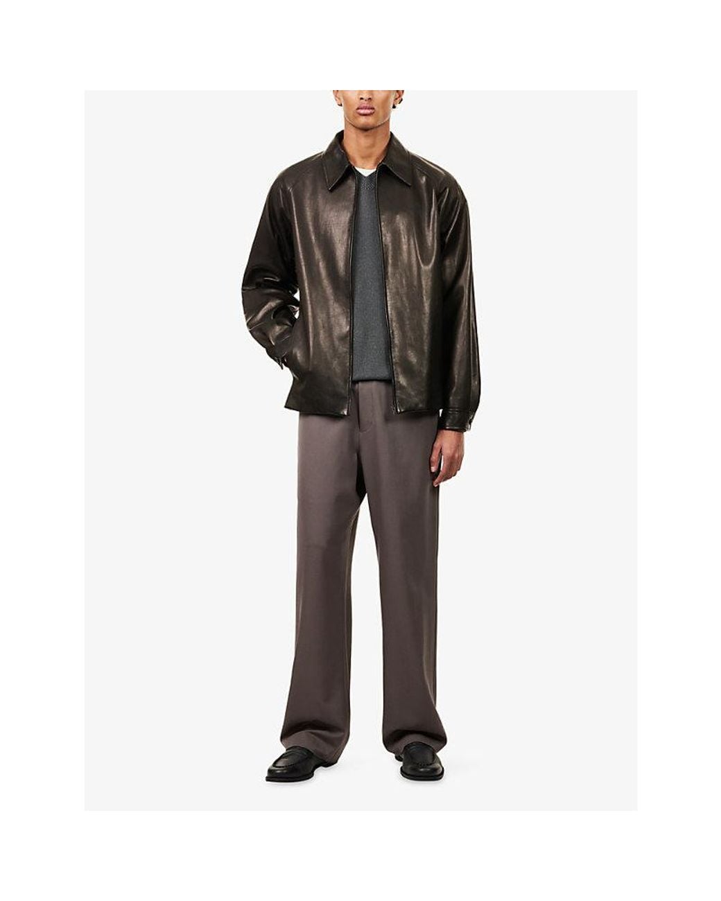 The Row Brown Mount Raglan-Sleeve Leather Jacket for men