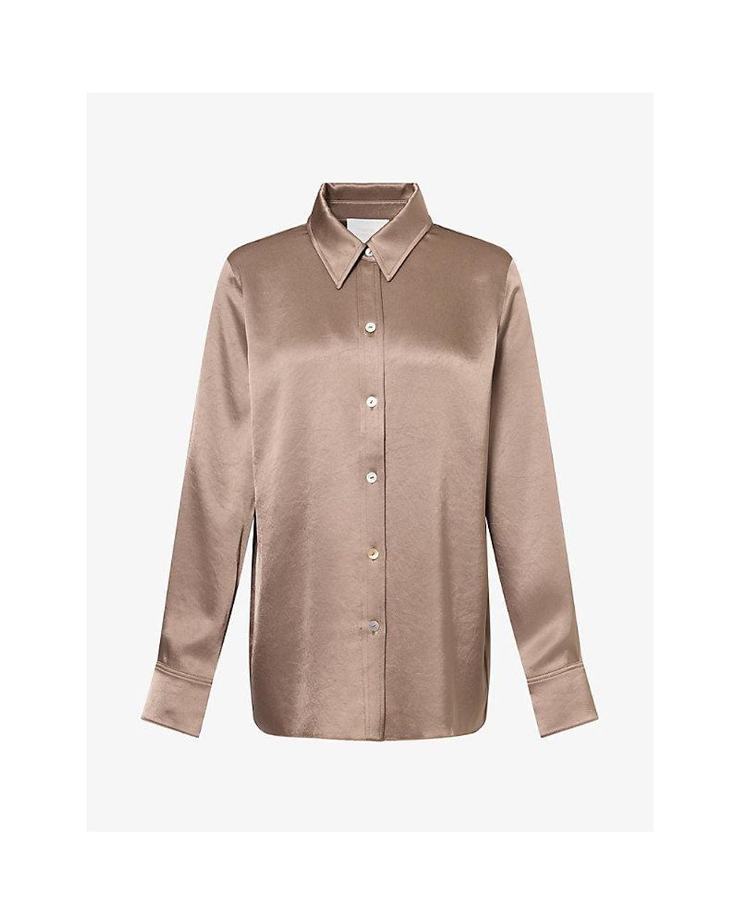 Citizens of Humanity Natural Tullah Classic-Collar Satin Shirt