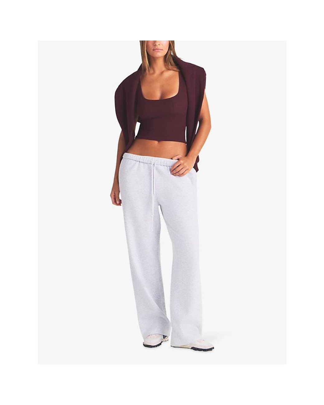 Skims Purple Scoop-Neck Cotton Rib Tank Top