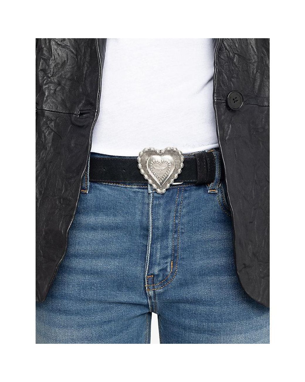 Zadig & Voltaire White Santa Fe Crush Suede Belt