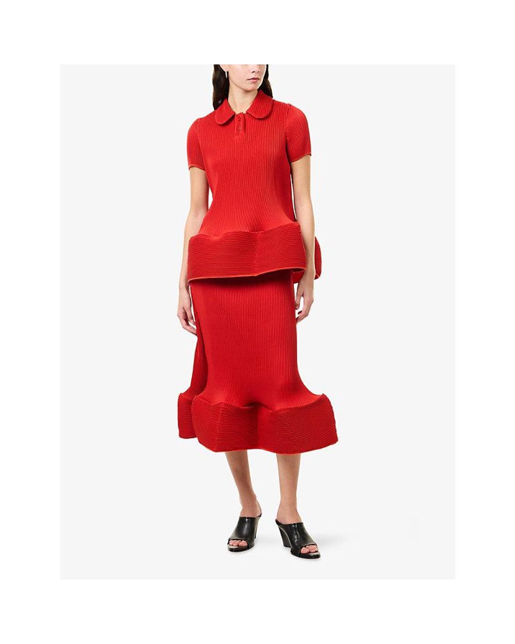 Melitta Baumeister Structured Ripple-Pleated Midi Skirt