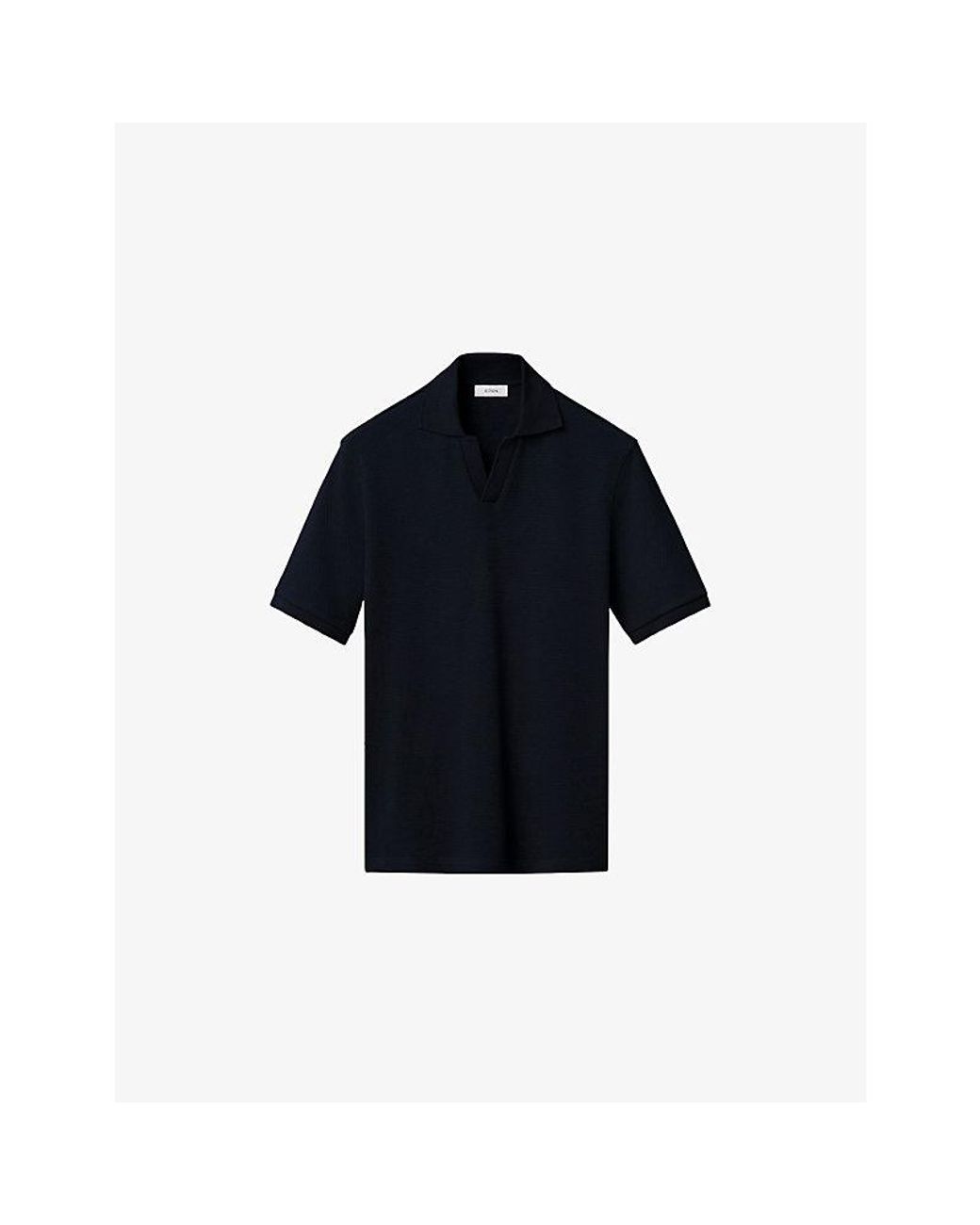 Eton of Sweden Blue Short-Sleeved Jacquard Cotton Polo Shirt for men