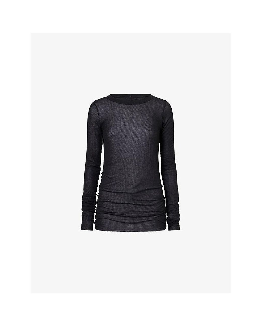Rick Owens Black Ribbed Long-Sleeves Knitted T-Shirt
