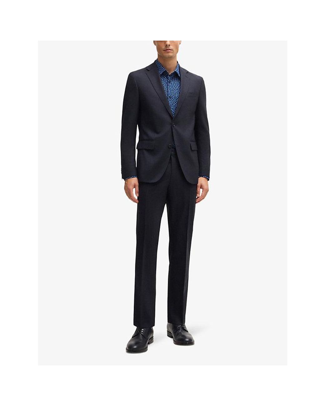 Boss Blue Geometric-Pattern Slim-Fit Stretch-Jersey Shirt for men