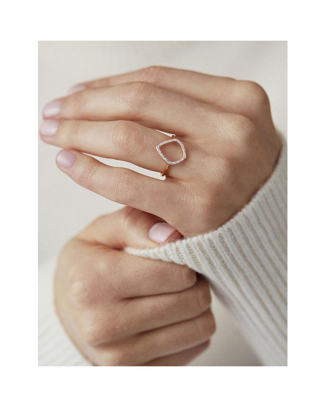Monica Vinader White Riva Kite 18Ct Vermeil And 0.045Ct Diamond Ring
