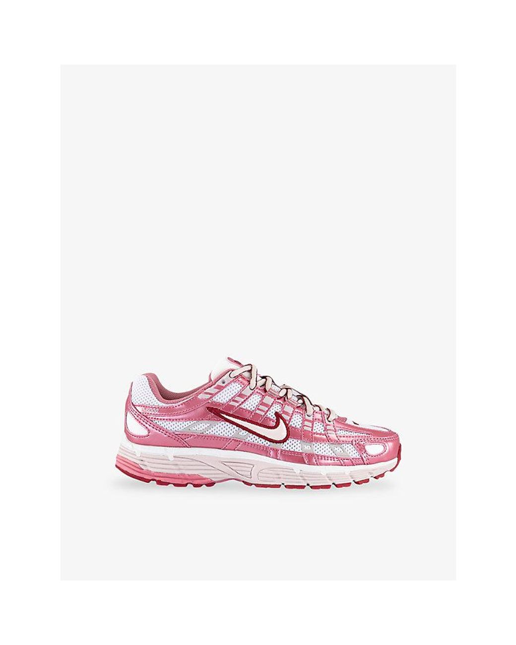 Nike Pink P-6000 Leather And Mesh Trainers