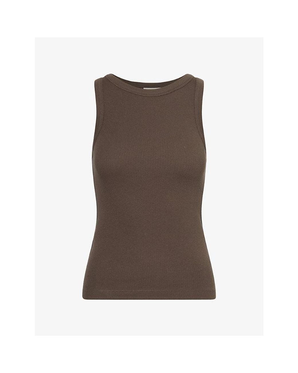ME+EM Brown Ultimate Crewneck Stretch-Cotton Vest
