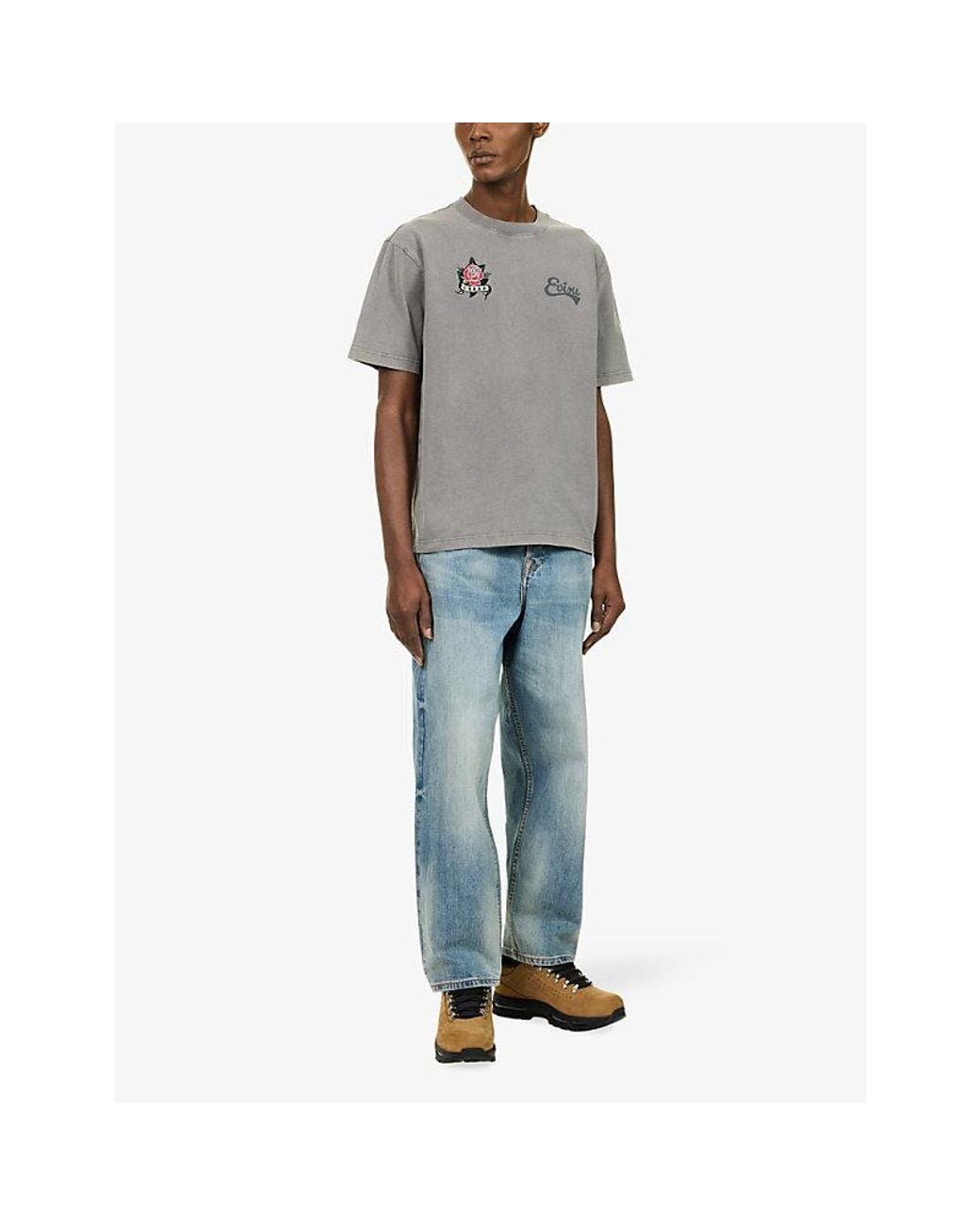 Evisu Blue Daicock-Print Loose-Fit Denim Jeans for men