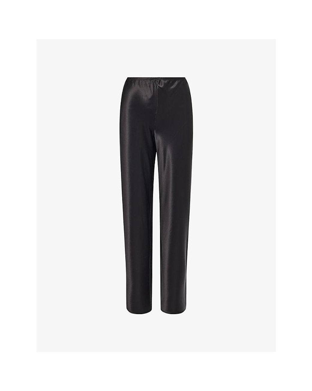 Reformation Black Gale Mid-Rise Bias Satin Trousers