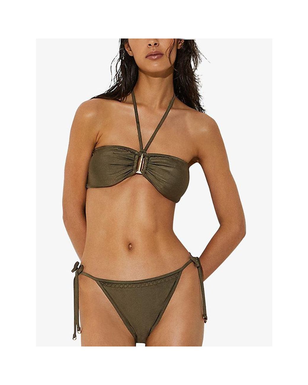Reiss Green Janina Bandeau-Style Bikini Top