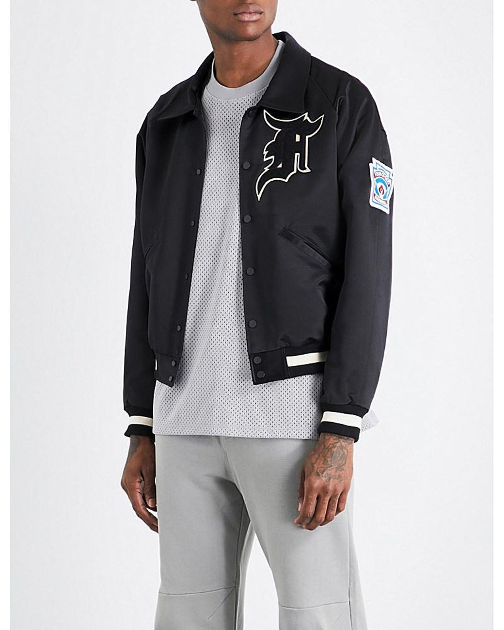 Fear Of God Fifth Collection Manuel Satin Bomber Jacket in Black 