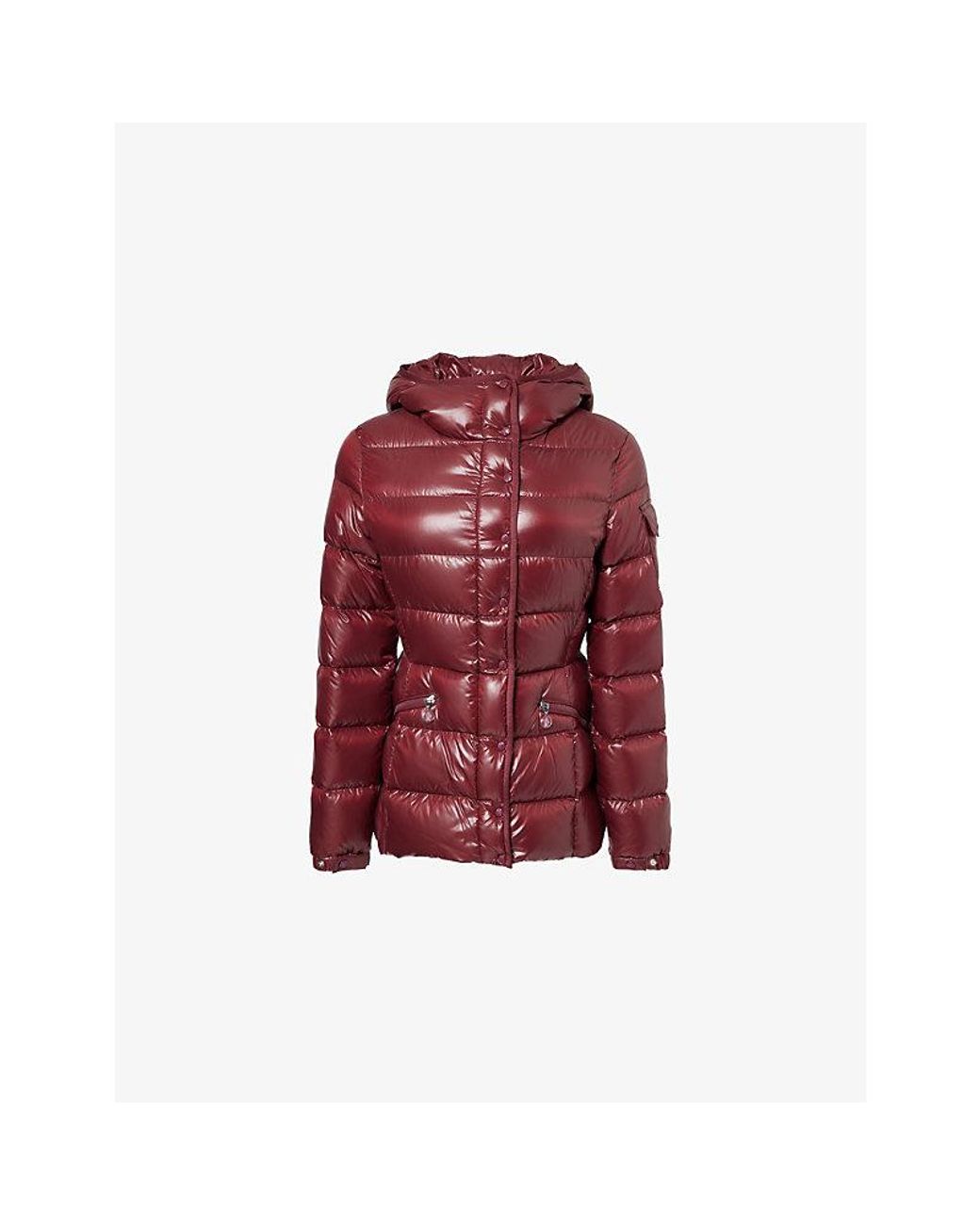 Moncler Red Barante Hooded Shell-Down Jacket